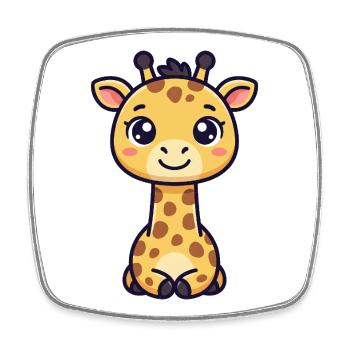 Chibi Giraffe - Square fridge magnet - white - Front
