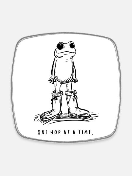 One Hop at a Time - Square fridge magnet - white