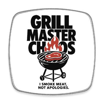 Grill Master Chaos BBQ Humor - Square fridge magnet - white - Front