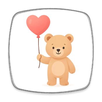 Zarter Bär mit Herzballon - Viereckiger Kühlschrankmagnet - Weiß - Vorne
