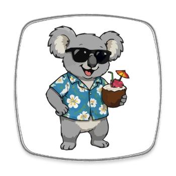 Koala Hawaii Cocktail - Viereckiger Kühlschrankmagnet - Weiß - Vorne