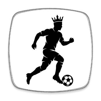 Fussballspieler Silhouette Krone - Viereckiger Kühlschrankmagnet - Weiß - Vorne