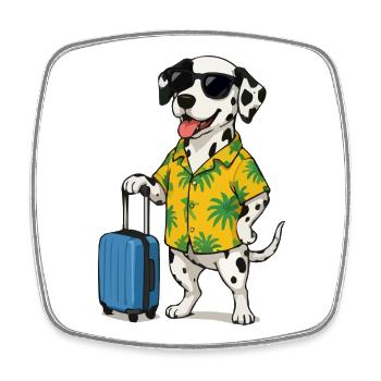 Dalmatian in Hawaiian Look Travel Dog - Square fridge magnet - white - Front