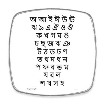 Bengalische Abugida (schwarz) - Viereckiger Kühlschrankmagnet - Weiß - Vorne