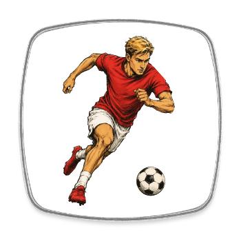 Footballer sprints - Square fridge magnet - white - Front
