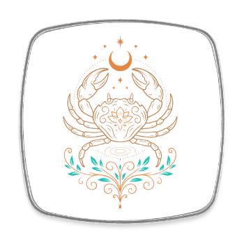 Krebs Sternzeichen – Mystisches Symbolmotiv - Viereckiger Kühlschrankmagnet - Weiß - Vorne