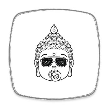 Buddha Schwarze Weiße Brille - Viereckiger Kühlschrankmagnet - Weiß - Vorne