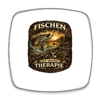 Fischen ist meine Therapie - Viereckiger Kühlschrankmagnet - Weiß - Vorne