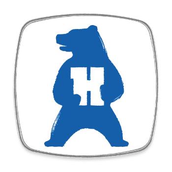 H-Bär Silhouette Blau - Viereckiger Kühlschrankmagnet - Weiß - Vorne