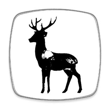 Hirsch  - Viereckiger Kühlschrankmagnet - Weiß - Vorne