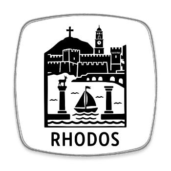 Rhodes Silhouette Landmarks - Square fridge magnet - white - Front