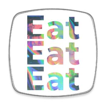 Retro Eat Gourmet - Viereckiger Kühlschrankmagnet - Weiß - Vorne