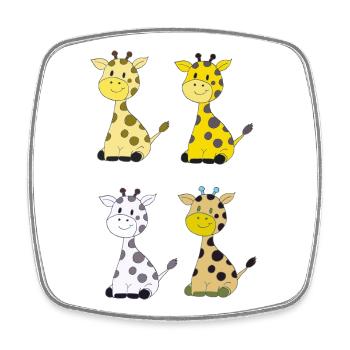 Giraffe Quartet Colorful - Square fridge magnet - white - Front