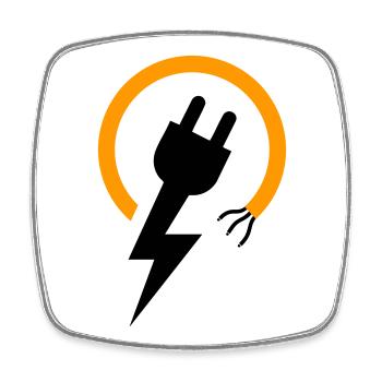 Elektriker Logo mit Blitz und Stecker - Viereckiger Kühlschrankmagnet - Weiß - Vorne