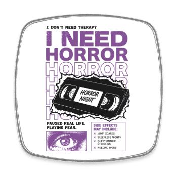 I Need Horror VHS Retro Design - Viereckiger Kühlschrankmagnet - Weiß - Vorne