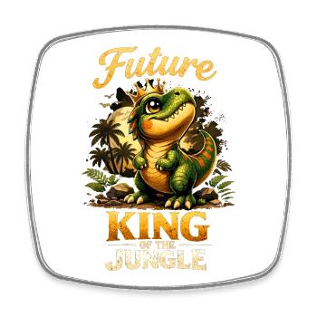 Future King T-Rex – Stolzer kleiner Dino - Viereckiger Kühlschrankmagnet - Weiß - Vorne