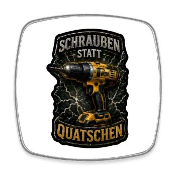 Schrauben statt quatschen - Viereckiger Kühlschrankmagnet - Weiß - Vorne