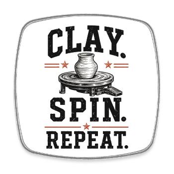 Clay Spin Repeat Keramik Shirt - Viereckiger Kühlschrankmagnet - Weiß - Vorne