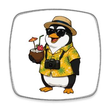 Hawaiianischer Pinguin mit Kamera - Viereckiger Kühlschrankmagnet - Weiß - Vorne