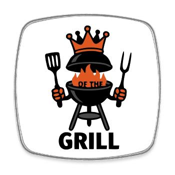 King of the Grill Krone Kugelgrill BBQ Fête des pères - Magnet carré - blanc - Devant