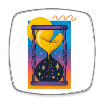 Kosmisches Sanduhr-Neon - Viereckiger Kühlschrankmagnet - Weiß - Vorne