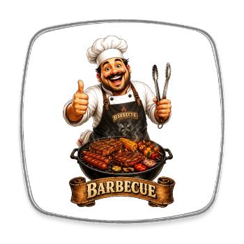 Le chef au grill - Magnet carré - blanc - Devant