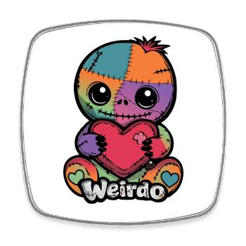 Patchwork Cuddly Hero Weirdo Heart - Square fridge magnet - white - Front