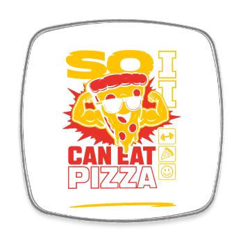 I Work Out So I Can Eat Pizza - Square fridge magnet - white - Front