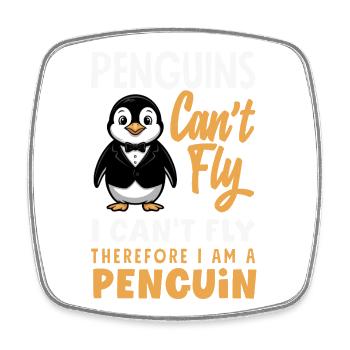 Pingouin mignon - Cadeau pour l’amoureux des manchots - Magnet carré - blanc - Devant
