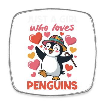 Pingouin mignon - Cadeau pour l’amoureux des manchots - Magnet carré - blanc - Devant