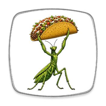 Taco mexicain de mante religieuse - Magnet carré - blanc - Devant