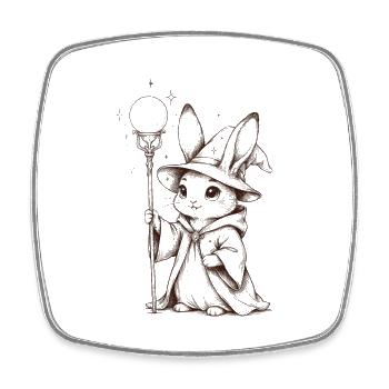 Rabbit Mage with Star Staff - Square fridge magnet - white - Front