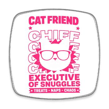 Ami chat Directeur général de Snuggles - Magnet carré - blanc - Devant