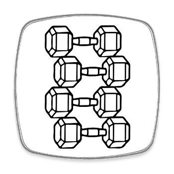 Hanteln Symbol Gewichte Training - Viereckiger Kühlschrankmagnet - Weiß - Vorne