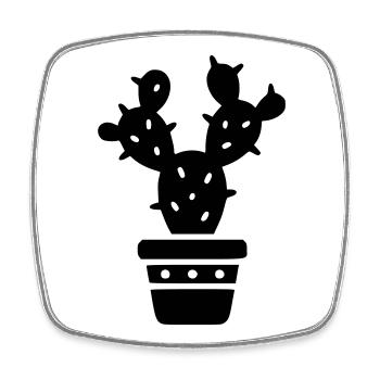 Cactus plante succulente maman botanique - Magnet carré - blanc - Devant
