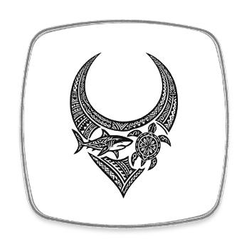 Schildkrötenhai-Halskette – Maori-Stammes-Tattoo - Viereckiger Kühlschrankmagnet - Weiß - Vorne