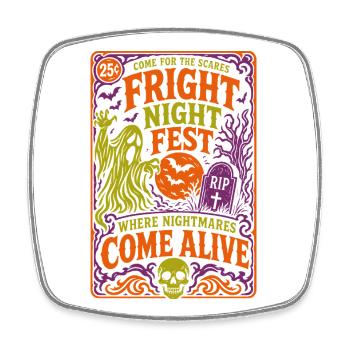 Fright Night Fest Halloween Ghost - Square fridge magnet - white - Front