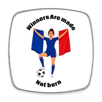 Französischer Frauenfußball mit erhobenen Armen - Viereckiger Kühlschrankmagnet - Weiß - Vorne
