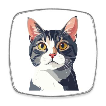 Cat portrait in vector style - Square fridge magnet - white - Front
