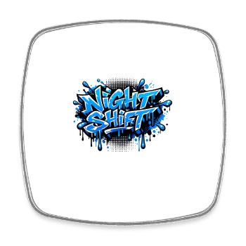NIGHT SHIFT Graffiti Streetwear Design - Viereckiger Kühlschrankmagnet - Weiß - Vorne