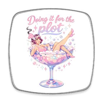 Doing it for the plot | Vintage Flapper Pastell - Viereckiger Kühlschrankmagnet - Weiß - Vorne
