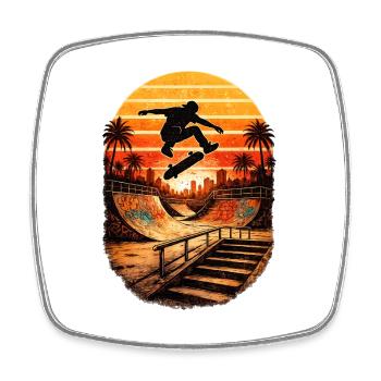 Sunset Skateboarder im Urban Bowl - Viereckiger Kühlschrankmagnet - Weiß - Vorne