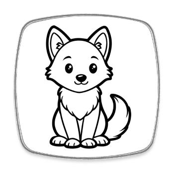 Cute baby wolf - Square fridge magnet - white - Front