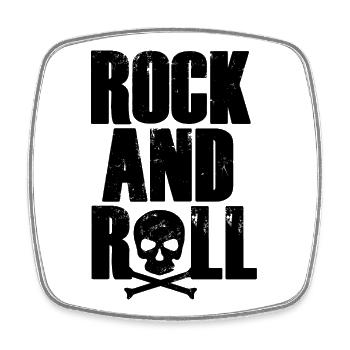 Rock and Roll typography with skull - Square fridge magnet - white - Front