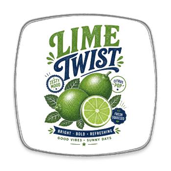 Lime Twist Graphic - Square fridge magnet - white - Front