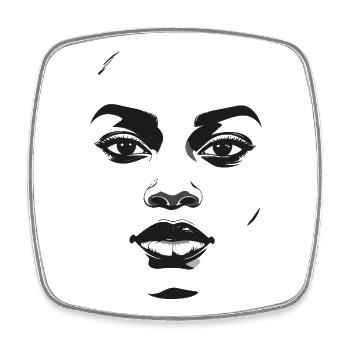 Monochrome Face Graphics - Square fridge magnet - white - Front