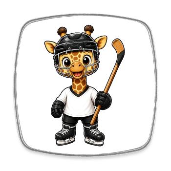 Giraffe Eishockeyspieler Comic Hockey - Square fridge magnet - white - Front