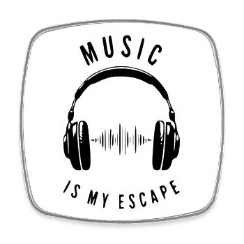 Music is my escape - Headphones & Soundwave - Square fridge magnet - white - Front