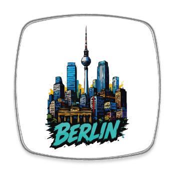 Berliner Skyline Bild - Viereckiger Kühlschrankmagnet - Weiß - Vorne