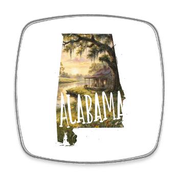Contour de l’État de l’Alabama avec peinture à l’aquarelle - Magnet carré - blanc - Devant